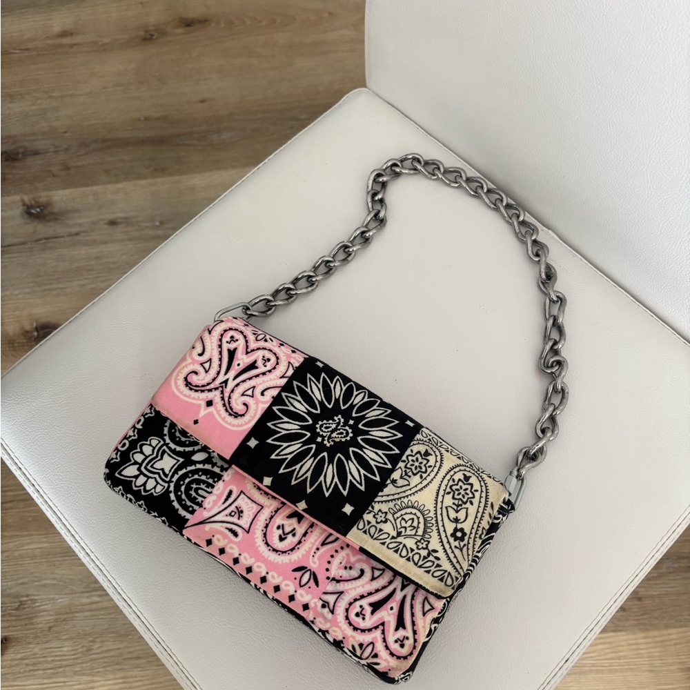 Pink and Black Patchwork Bandana Shoulder Bag